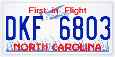 NC license plate DKF6803