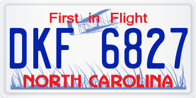 NC license plate DKF6827