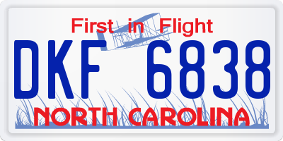 NC license plate DKF6838