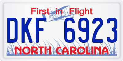 NC license plate DKF6923