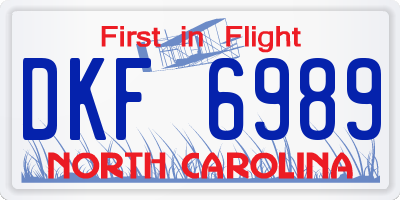 NC license plate DKF6989