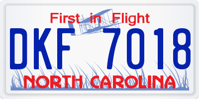 NC license plate DKF7018