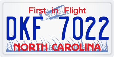 NC license plate DKF7022