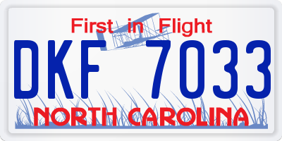 NC license plate DKF7033
