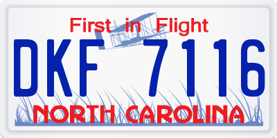 NC license plate DKF7116