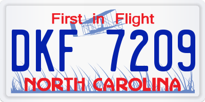 NC license plate DKF7209