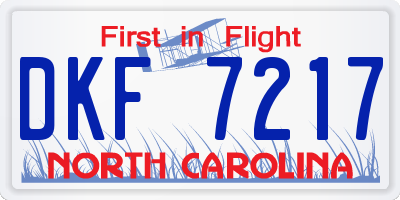 NC license plate DKF7217