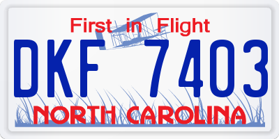 NC license plate DKF7403