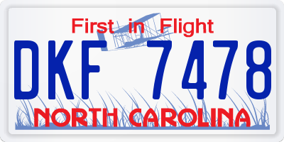 NC license plate DKF7478