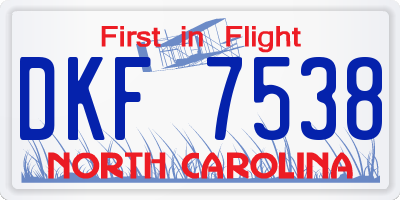 NC license plate DKF7538