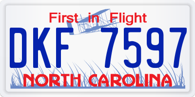 NC license plate DKF7597