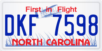 NC license plate DKF7598
