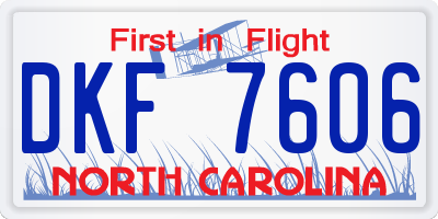 NC license plate DKF7606