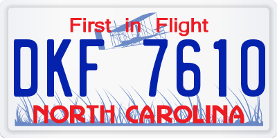 NC license plate DKF7610