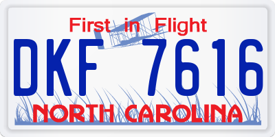NC license plate DKF7616