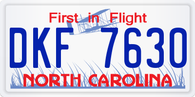 NC license plate DKF7630