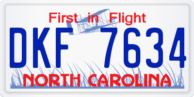 NC license plate DKF7634