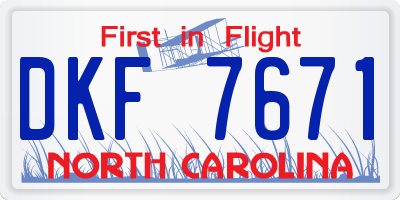 NC license plate DKF7671
