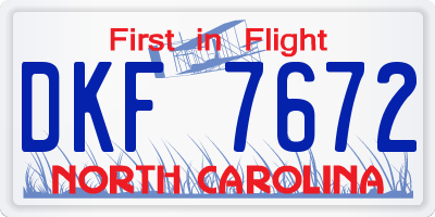 NC license plate DKF7672