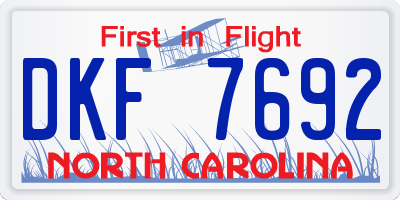 NC license plate DKF7692