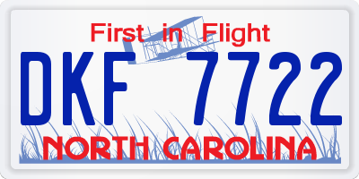 NC license plate DKF7722