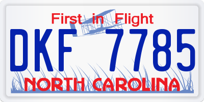 NC license plate DKF7785