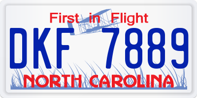 NC license plate DKF7889