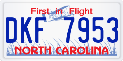 NC license plate DKF7953