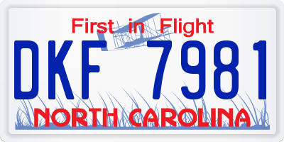 NC license plate DKF7981