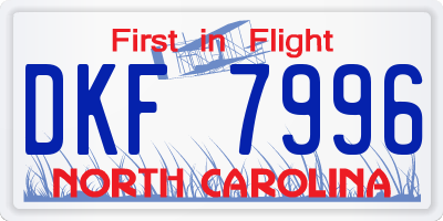 NC license plate DKF7996