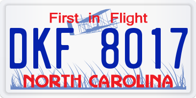NC license plate DKF8017