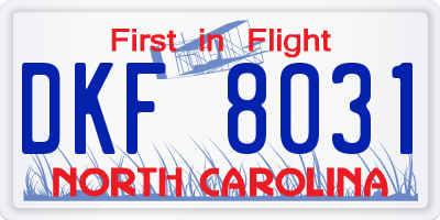 NC license plate DKF8031