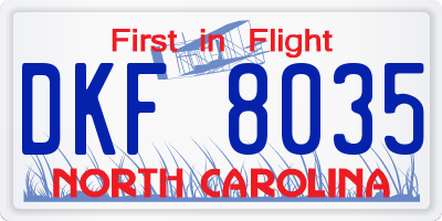 NC license plate DKF8035