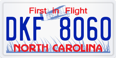 NC license plate DKF8060