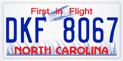 NC license plate DKF8067