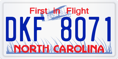 NC license plate DKF8071