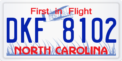 NC license plate DKF8102