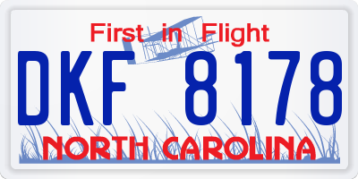 NC license plate DKF8178
