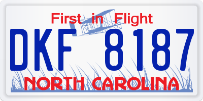 NC license plate DKF8187