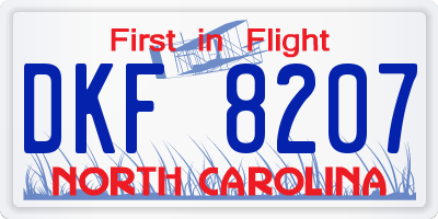 NC license plate DKF8207