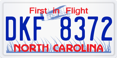 NC license plate DKF8372