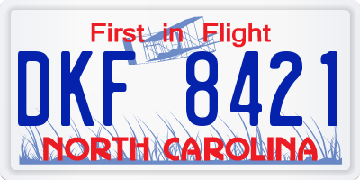 NC license plate DKF8421