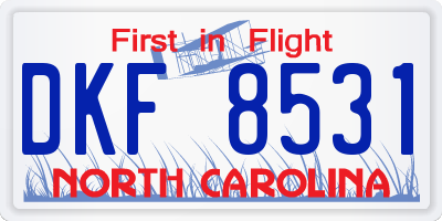 NC license plate DKF8531