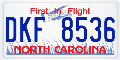 NC license plate DKF8536