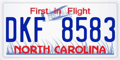 NC license plate DKF8583