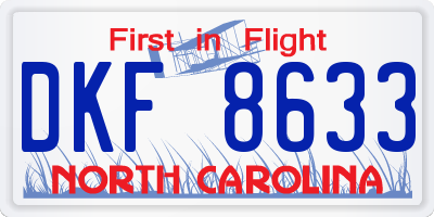 NC license plate DKF8633