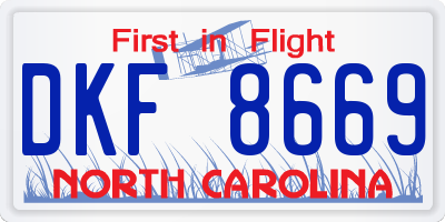NC license plate DKF8669
