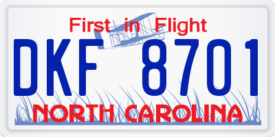 NC license plate DKF8701