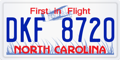 NC license plate DKF8720