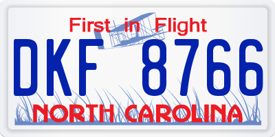 NC license plate DKF8766